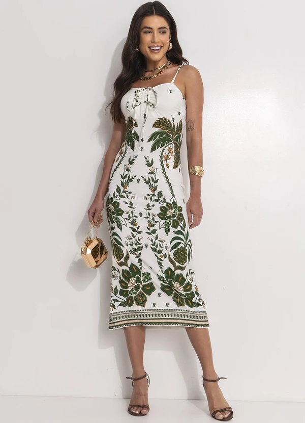 Farm - Vestido Midi Mari Off White