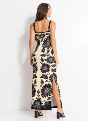 Farm - Vestido Midi Maria Lia Preto - FARM