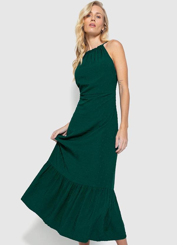 Enfim - Vestido Midi Marias Bordado Verde