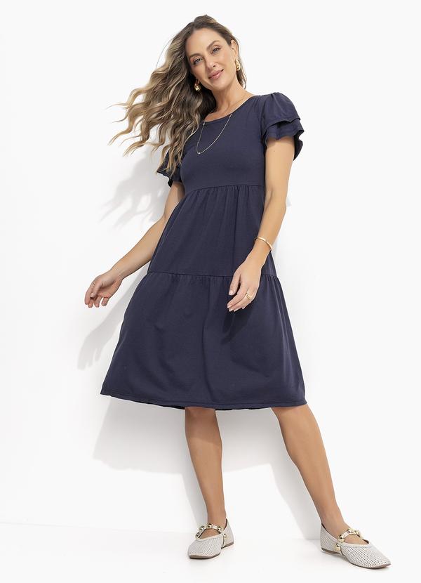 Quintess - Vestido Midi Marinho com Babados 6