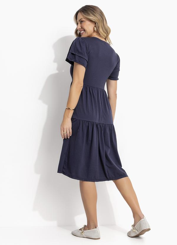 Quintess - Vestido Midi Marinho com Babados 7