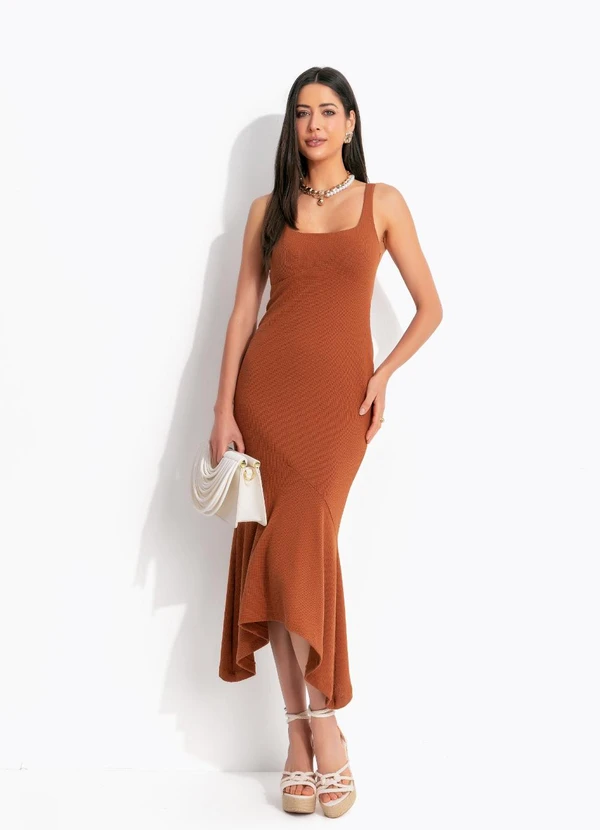 Colcci - Vestido Midi Marrom