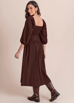 Angel - Vestido Midi Marrom - ANGEL