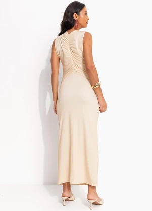 Farm - Vestido Midi Maxi Estrelicia Bege - FARM