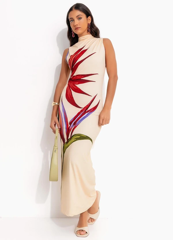 Farm - Vestido Midi Maxi Estrelicia Bege 3