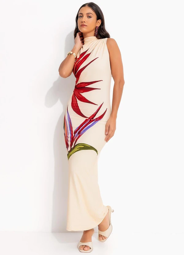 Farm - Vestido Midi Maxi Estrelicia Bege 4