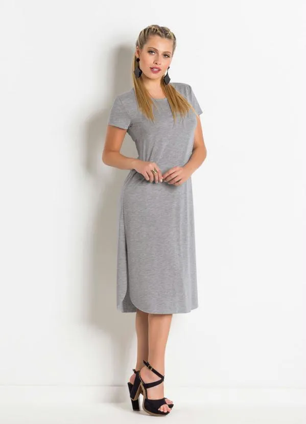 Moda Pop - Vestido Midi Mescla com Fendas Laterais 4