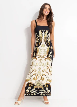 Farm - Vestido Midi Milena Preto - FARM