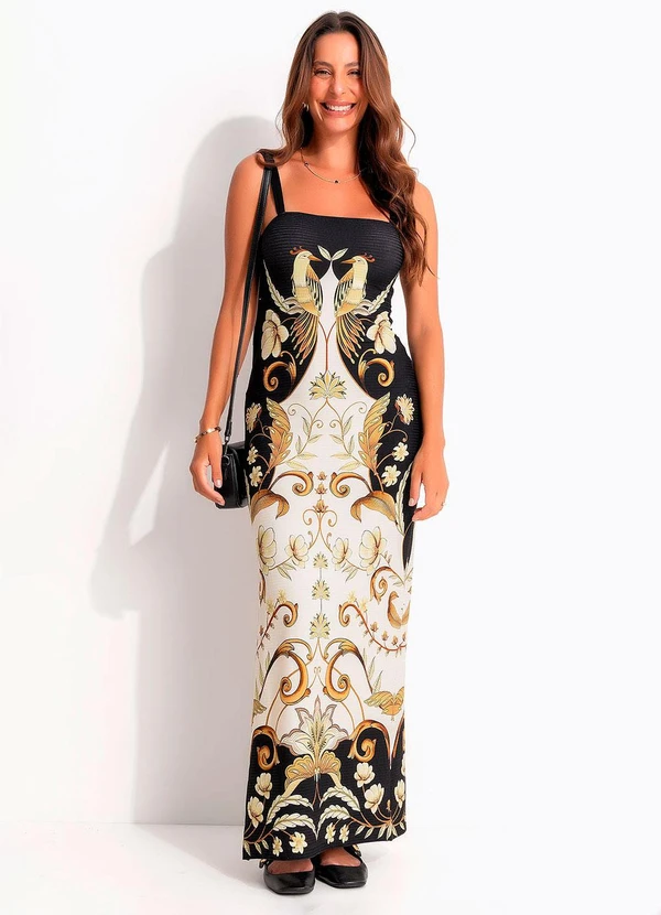 Farm - Vestido Midi Milena Preto 8