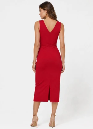Rovitex - Vestido Midi Molicotton Viscose Light Vermelho - ROVITEX