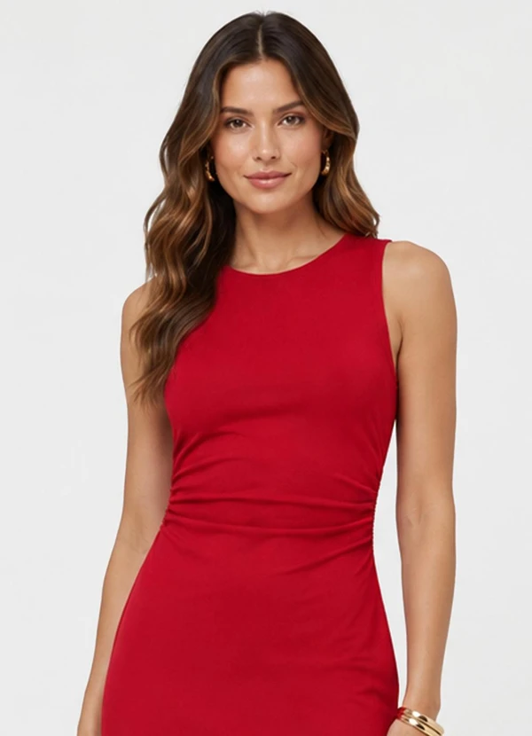 Rovitex - Vestido Midi Molicotton Viscose Light Vermelho