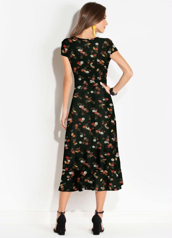 Quintess - Vestido Midi Mullet Floral Preto 2