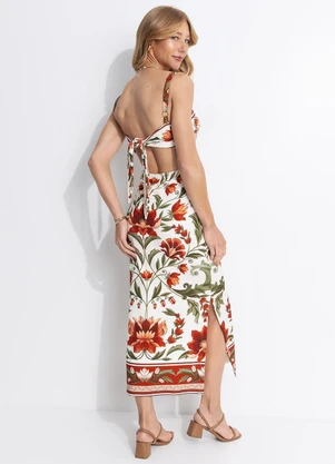 Farm - Vestido Midi Natalia Bege - FARM