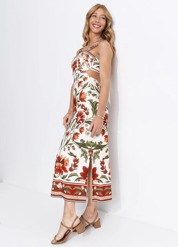 Farm - Vestido Midi Natalia Bege 3
