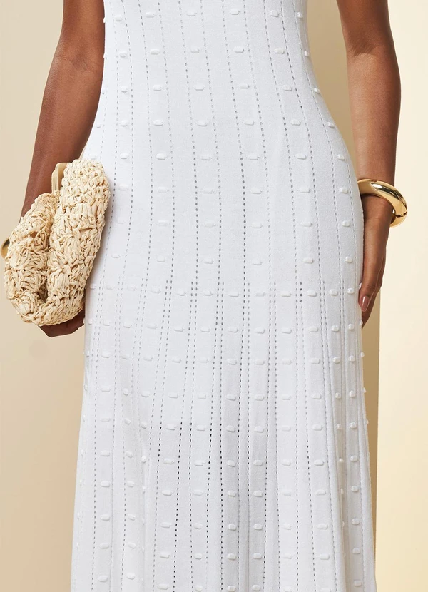Doce Trama - Vestido Midi Nature com Textura Branco 4