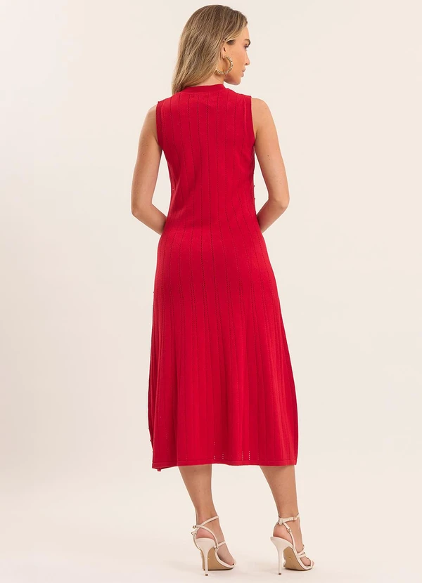 Doce Trama - Vestido Midi Nature com Textura Vermelho 2