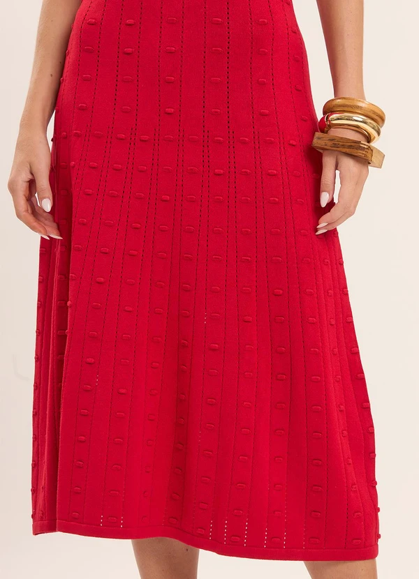 Doce Trama - Vestido Midi Nature com Textura Vermelho 5