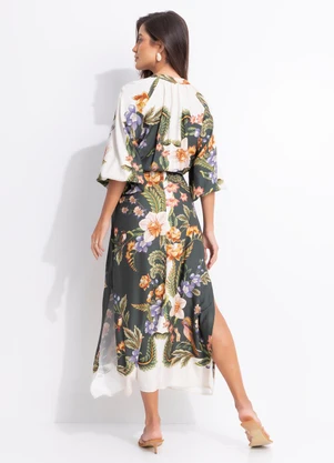 Farm - Vestido Midi Natureza Bege - FARM