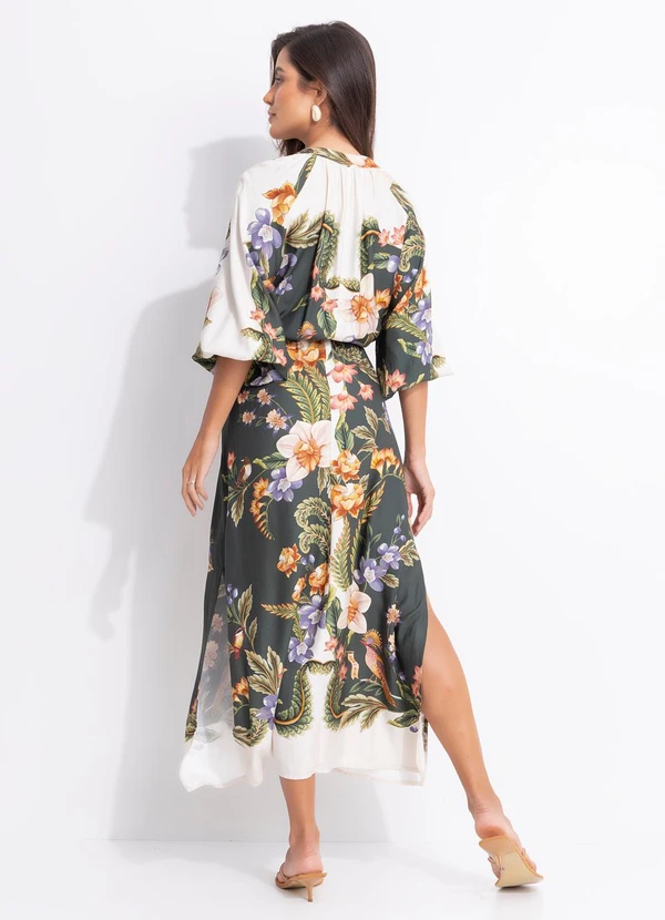 Farm - Vestido Midi Natureza Bege 2