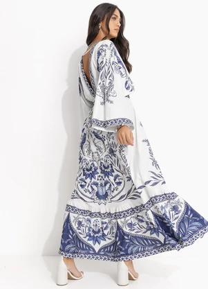 Farm - Vestido Midi Nina Azul - FARM