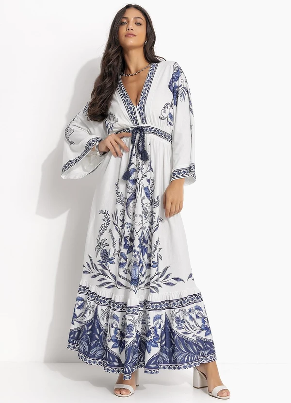 Farm - Vestido Midi Nina Azul