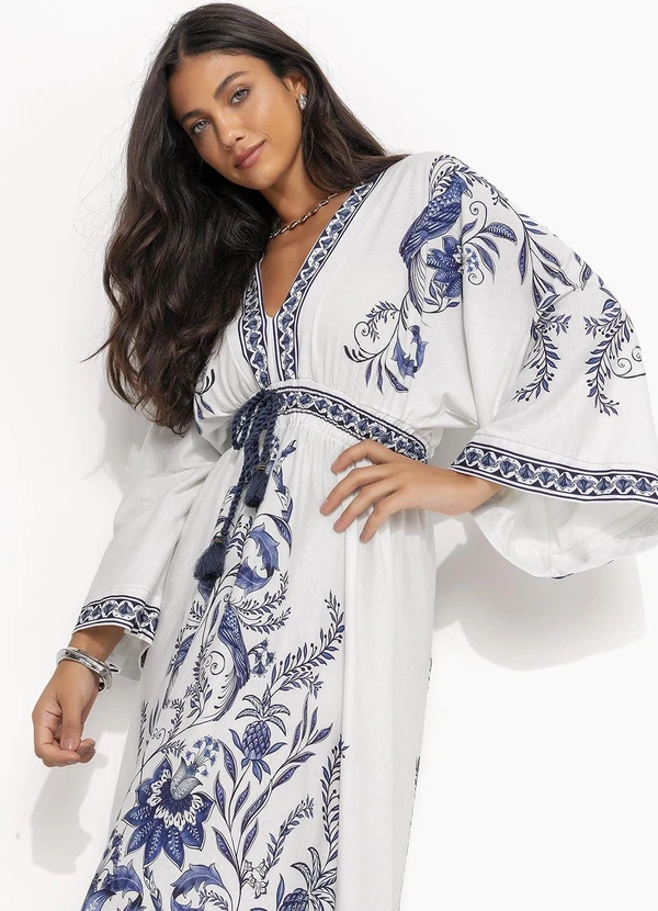 Farm - Vestido Midi Nina Azul 4