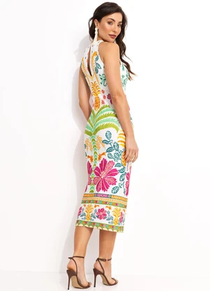 Farm - Vestido Midi Oasis de Verão Off White - FARM