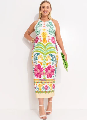 Farm - Vestido Midi Oasis de Verão Off White - FARM