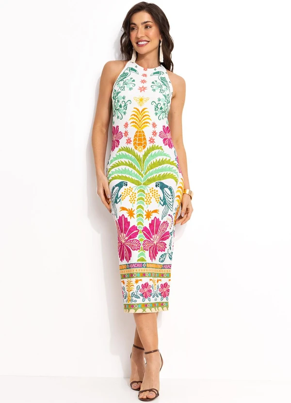 Farm - Vestido Midi Oasis de Verão Off White