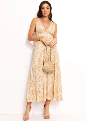 Farm - Vestido Midi Off White - FARM