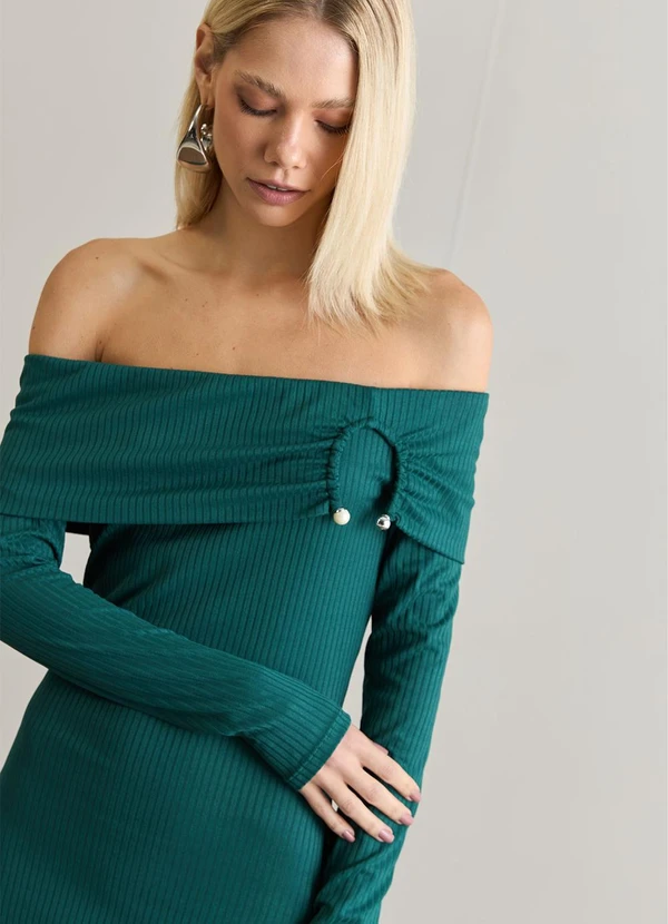 Carlota Costa - Vestido Midi Ombro a Ombro Verde 3
