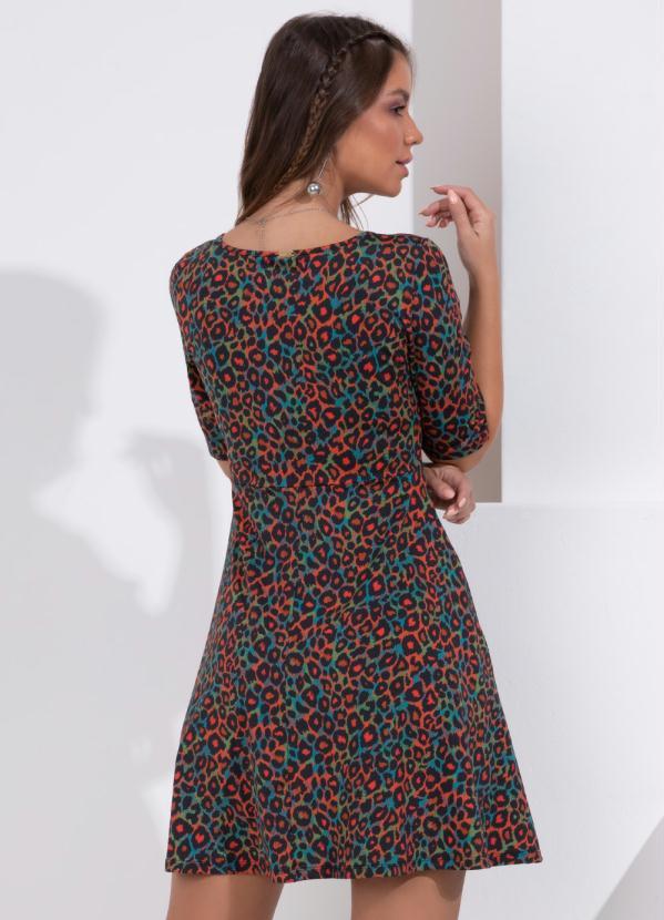 Quintess - Vestido Midi Onça com Franzidos no Busto 9