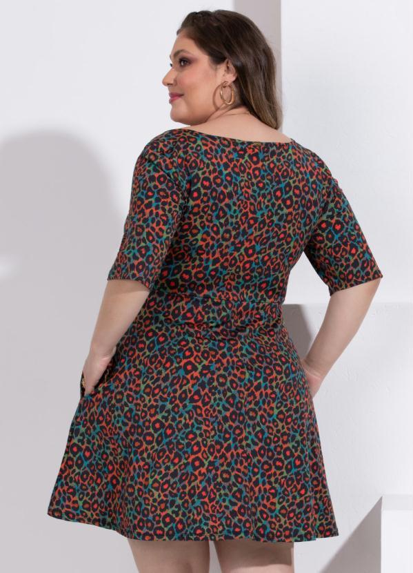 Quintess - Vestido Midi Onça com Franzidos no Busto 3