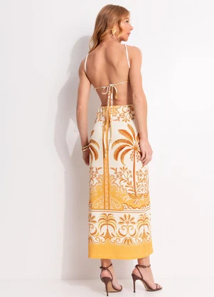 Farm - Vestido Midi Paisagem Tropical Amarelo - FARM