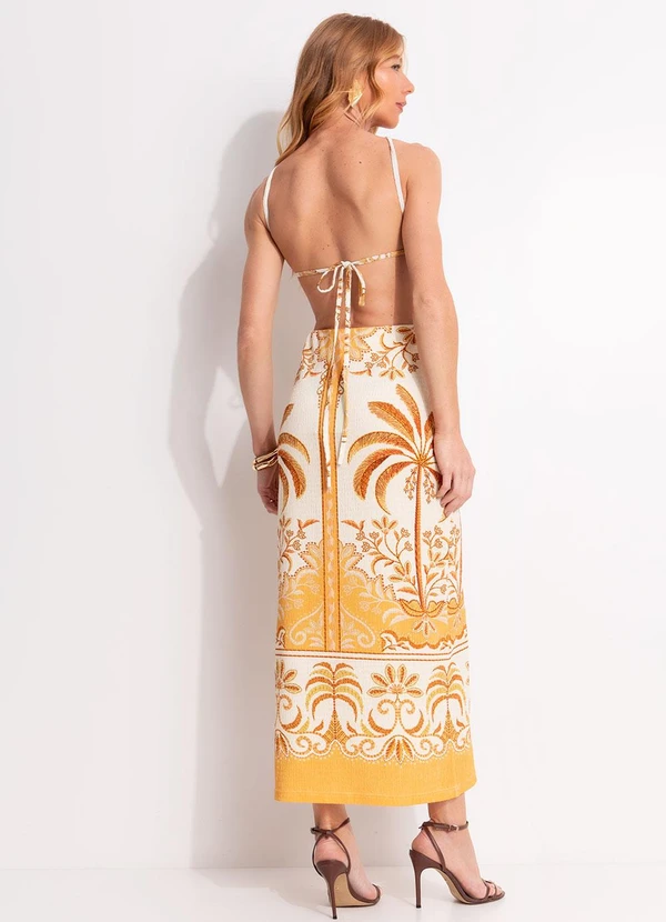 Farm - Vestido Midi Paisagem Tropical Amarelo 2
