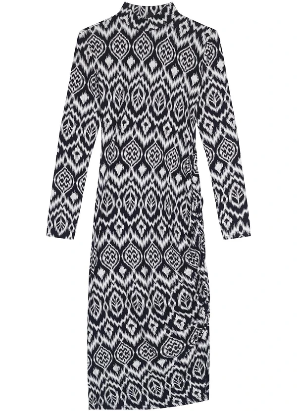 Malwee - Vestido Midi Paisley Branco