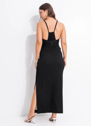 Farm - Vestido Midi Papoula Preto - FARM