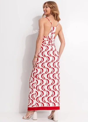 Farm - Vestido Midi Peixe Copa Off White - FARM