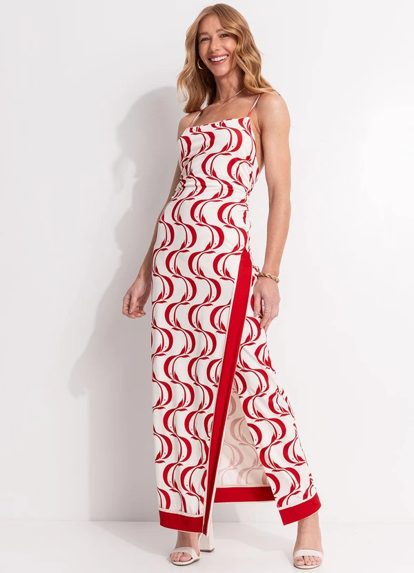 Farm - Vestido Midi Peixe Copa Off White