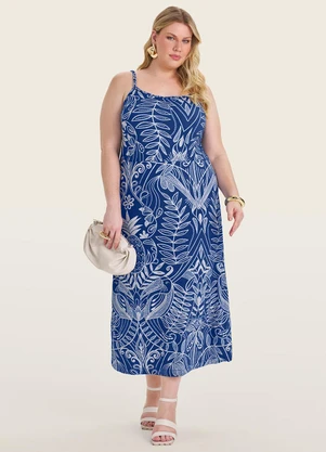 Secret Glam - Vestido Midi Plus Size Azul - SECRET GLAM
