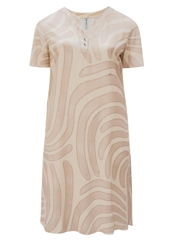 Lunender Mais Mulher - Vestido Midi Plus Size com Gola Padre Bege 6