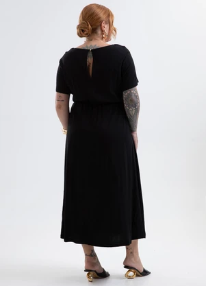 Cativa Plus Size - Vestido Midi Plus Size em Viscose com Elastano Pr - CATIVA PLUS SIZE