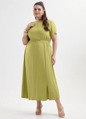 Cativa Plus Size - Vestido Midi Plus Size em Viscose com Elastano Ve - CATIVA PLUS SIZE