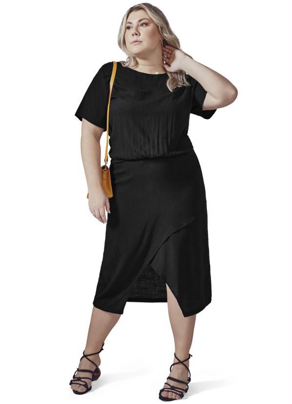 Secret Glam - Vestido Midi Plus Size Preto 3