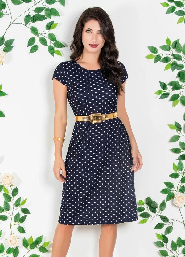 Rosalie - Vestido Midi Poá Manga Curta Moda Evangélica 2