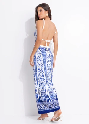 Farm - Vestido Midi Porcelana Off White - FARM