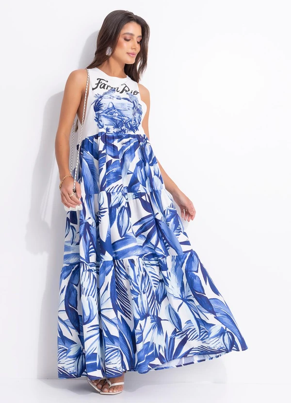 Farm - Vestido Midi Portal Araras Off White