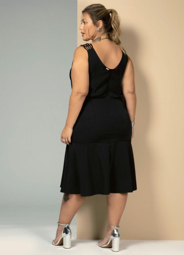 Quintess - Vestido Midi Preto com Alças em Tiras Trançadas 8