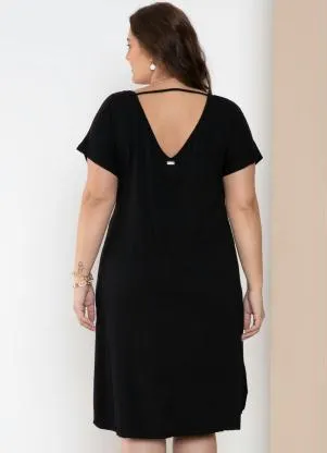 Quintess - Vestido Midi Preto com Bolsos - QUINTESS
