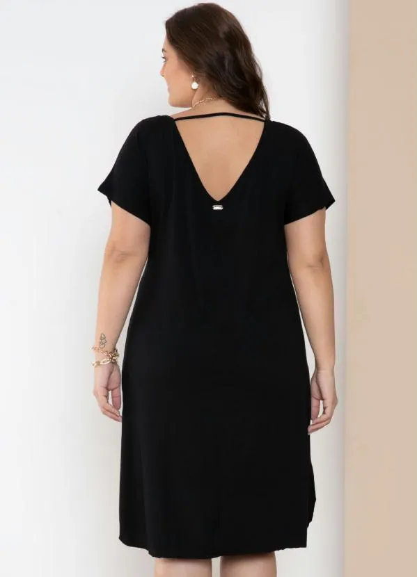 Quintess - Vestido Midi Preto com Bolsos 7